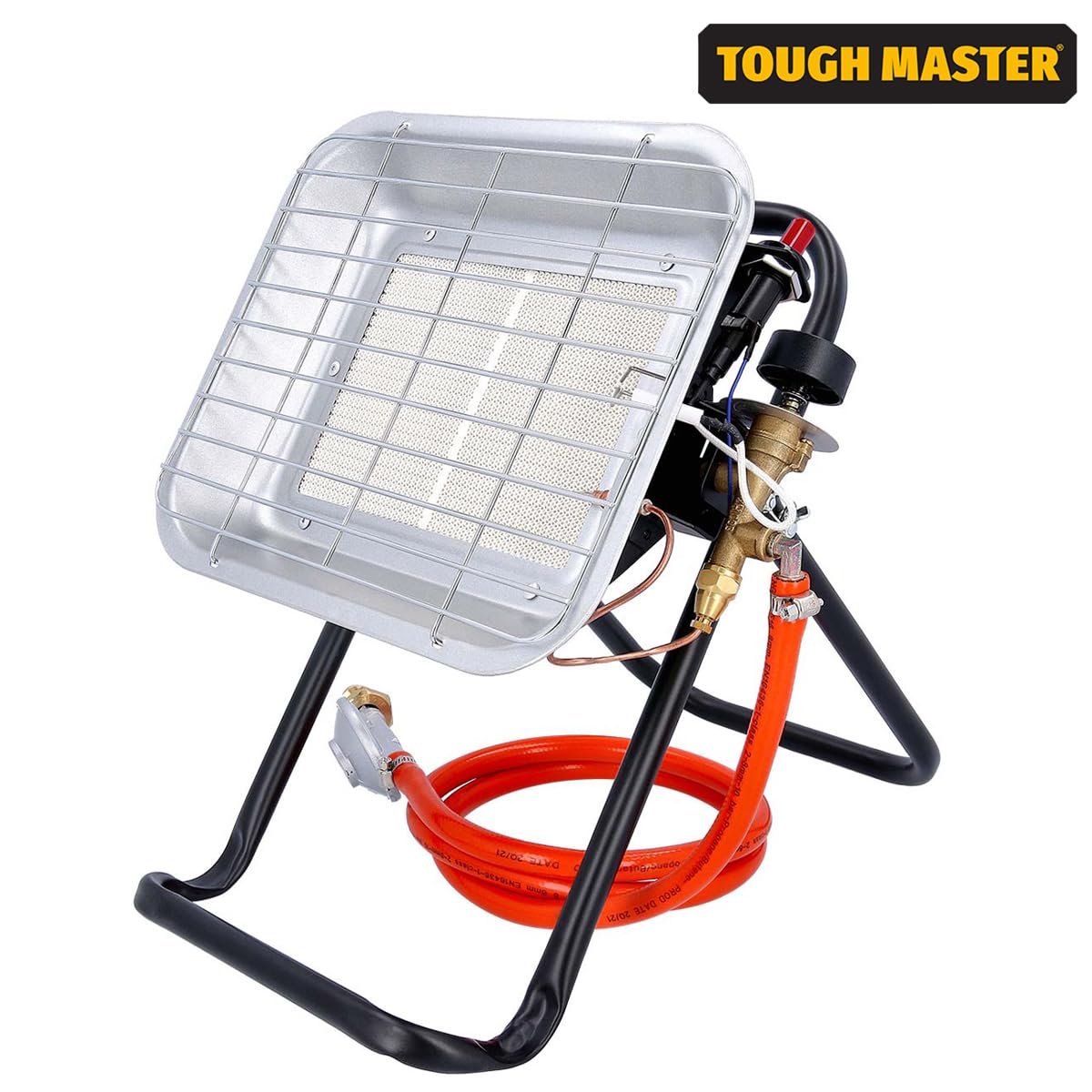 Chauffage à gaz portable 4,5 kW - Allumage piézo - Convient pour gaz Calor - Zone de chauffage 20-60 m² - Tuyau de 150 cm - Régulateur de pression 37 mbar - Chauffage autoportant au propane TOUGH
