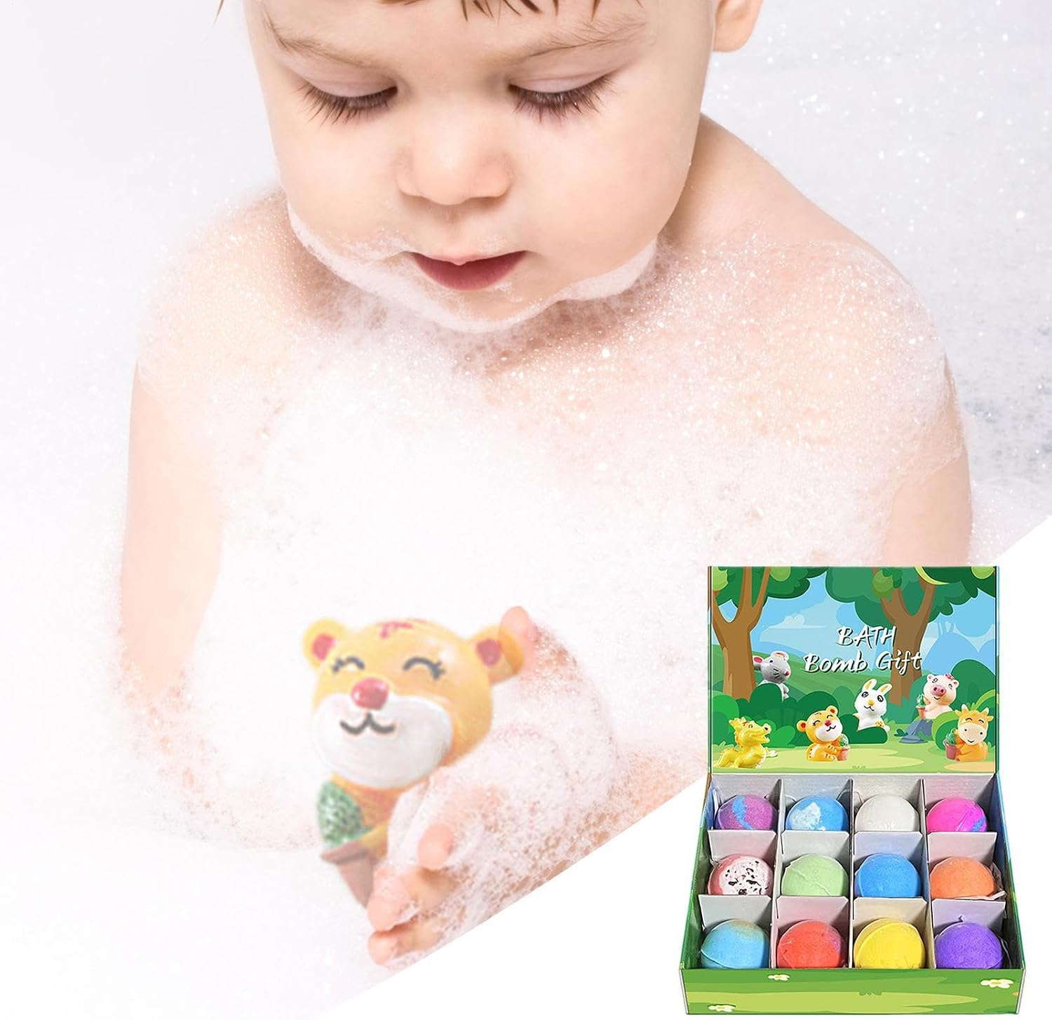 Bath Ball for Kids - Fizzy Spheres, 12 Bath Water Carbonators for Tub Fun, Handmade Mineral Pellets with Hidden Figures, Washroom Gear, Circular Scented Globe for Birthdays, Parties and Evening Soaks