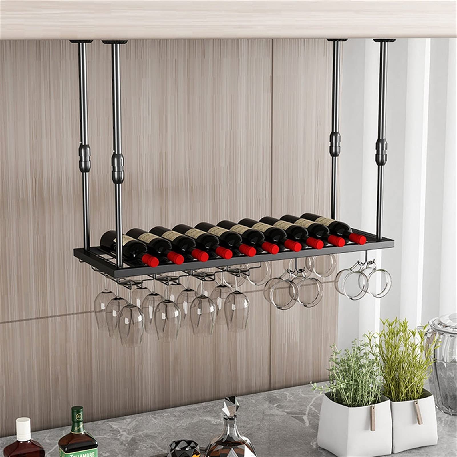 Étagère à vin suspendue en fer au design européen élégant et robuste