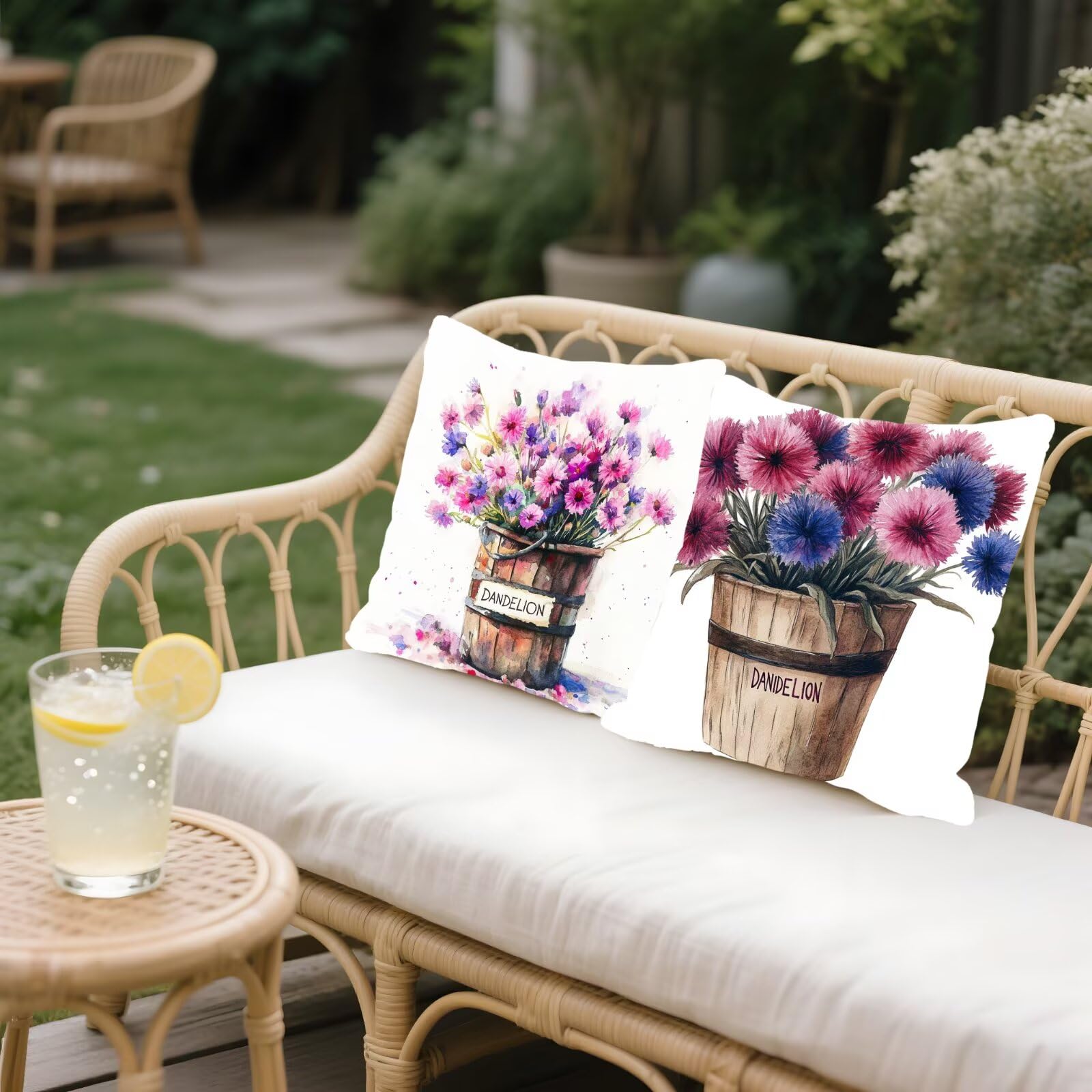 Cojines Sofa Fundas Cojines 50x50cm SúPer Suave Cojin Rosa Diente de león Juego de 4, Fundas Almohada Impermeable Exterior, Interior Y Exterior Cojin Decorativos, Para SalóN Regalos NavideñOs P-135