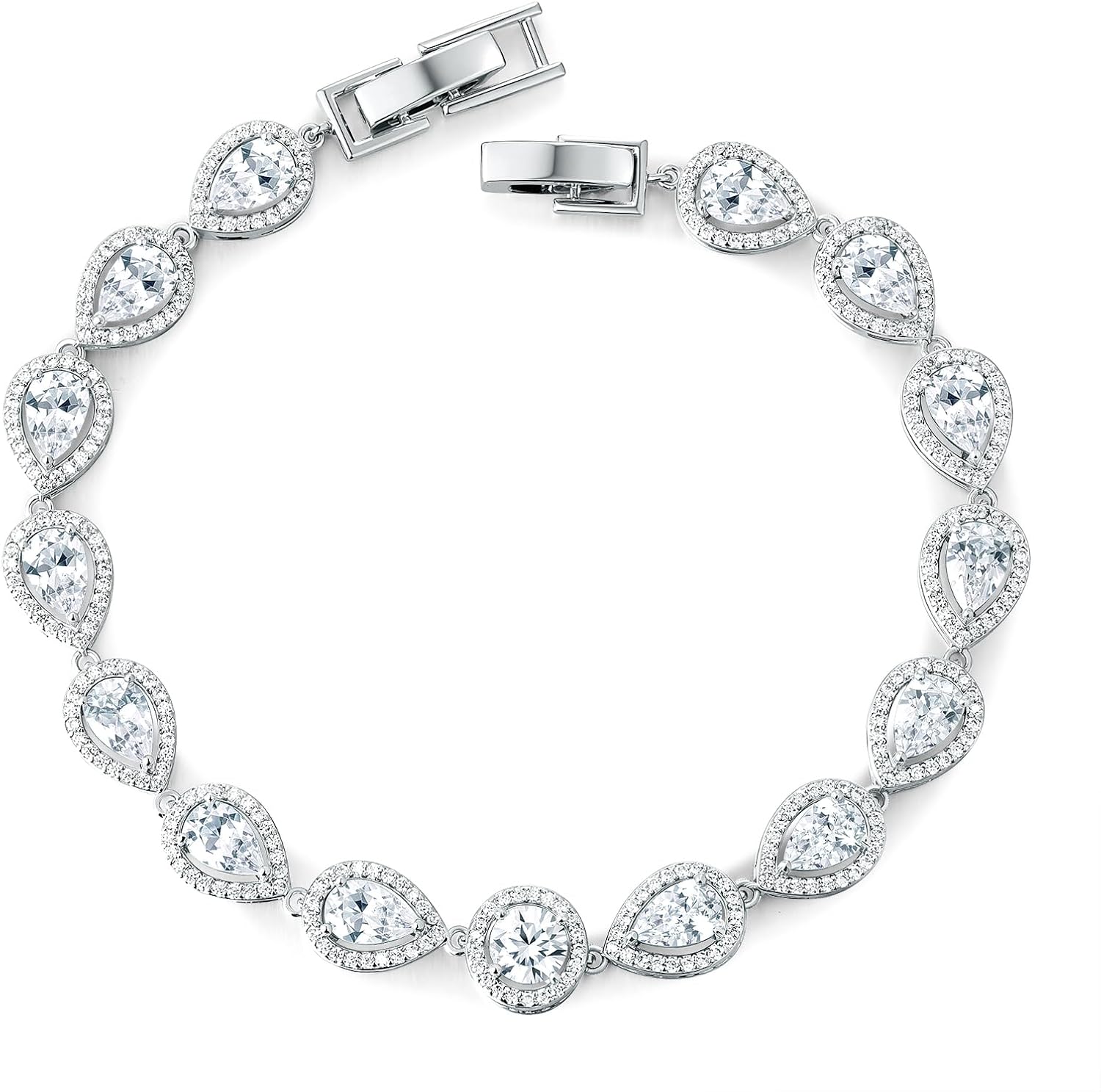 Gemsme Tennis Bracelets for Women - 18K White Gold Plated Wedding Bridal Bracelet for Brides Bridesmaids, Classic Cubic Zirconia Tennis Bracelets for Wedding, Prom, Party, Jewelry Gift