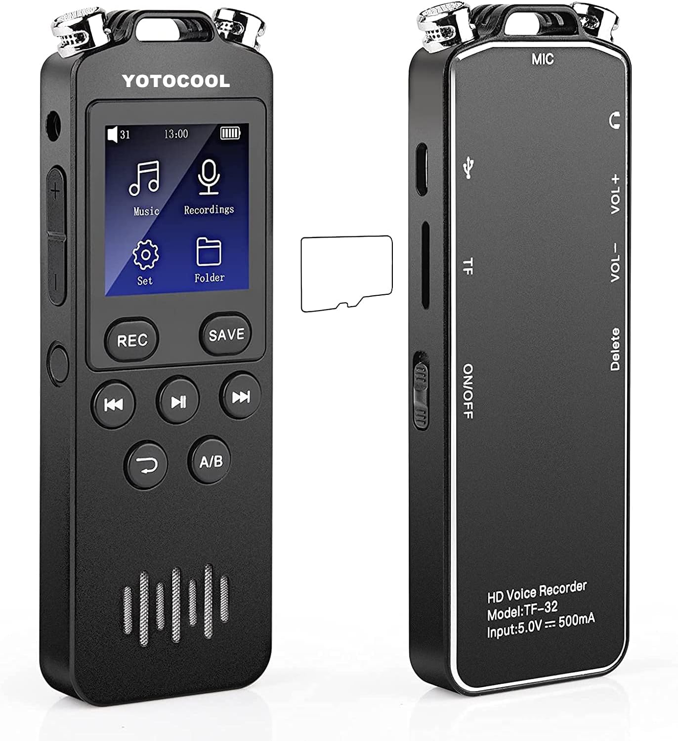 Upgrade 48GB Digital Voice Recorder with Playback 1536kbps Mini Audio