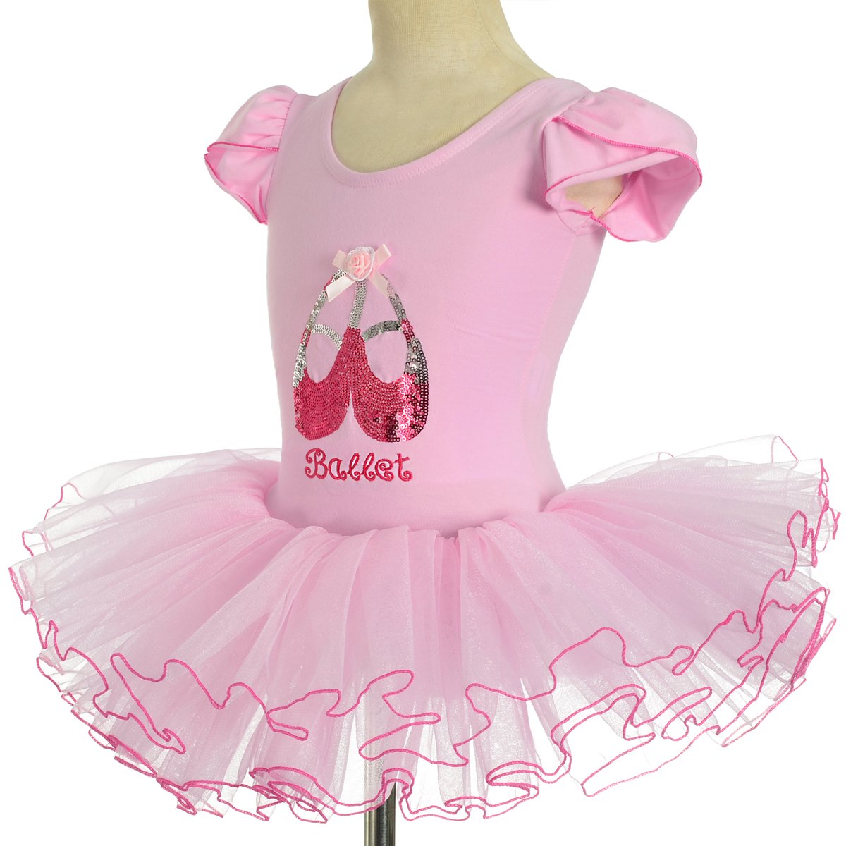 Lito Angels Little Girls Sequined Ballerina Shoe Ballet Tutus Dancewear Costume Size 5-6 Pink