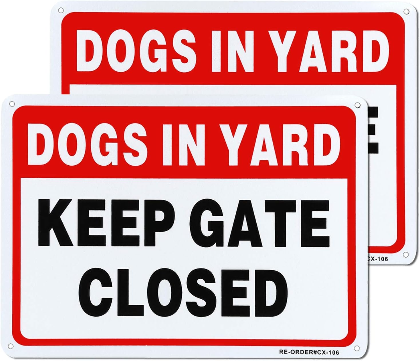 Keep Gate Closed, Dogs in Yard Sign 2 Pack, 10" x 7" .40 Rust Free Heavy Duty Aluminum Reflective Sign, UV Protected and Weatherproof - Easy to Mount