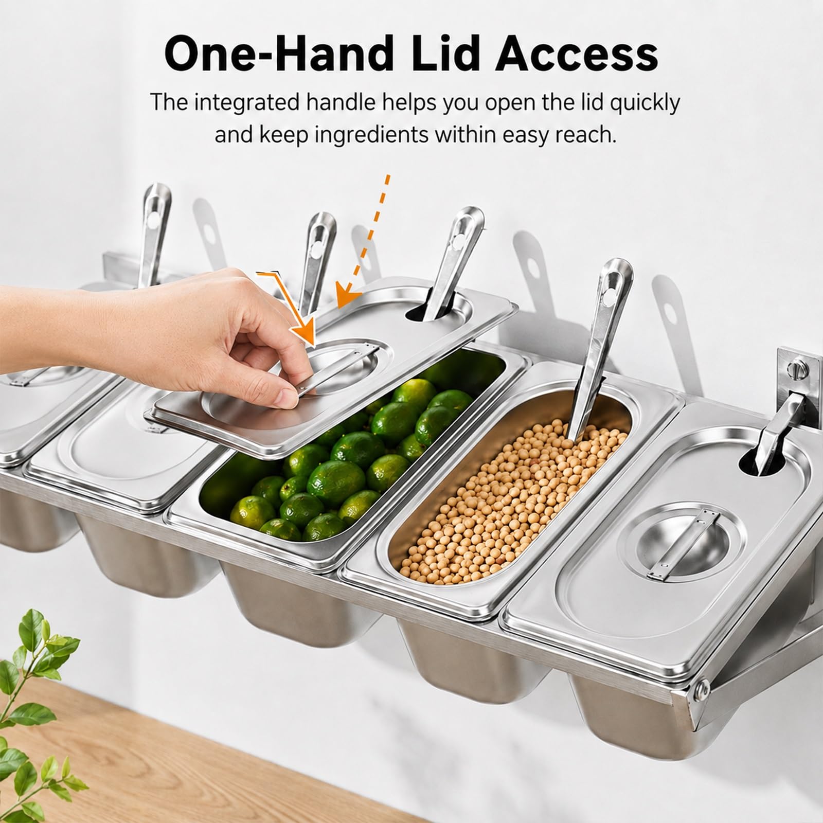 Contenitori spezie a parete salvaspazio con coperchio cucchiaio, scatola spezie rimovibile, org spezie in acciaio inox, per ristorazione cucina(7 Grids)