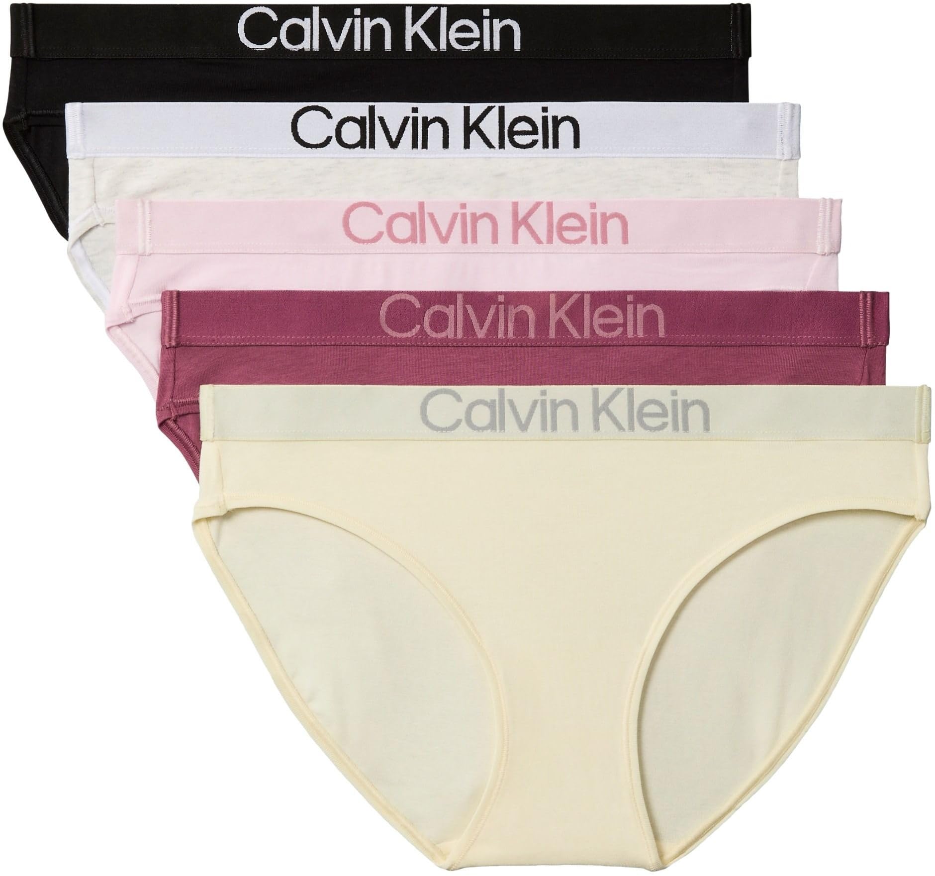 Calvin Klein Damen 5er Pack Slips Bikini Form mit Logobund