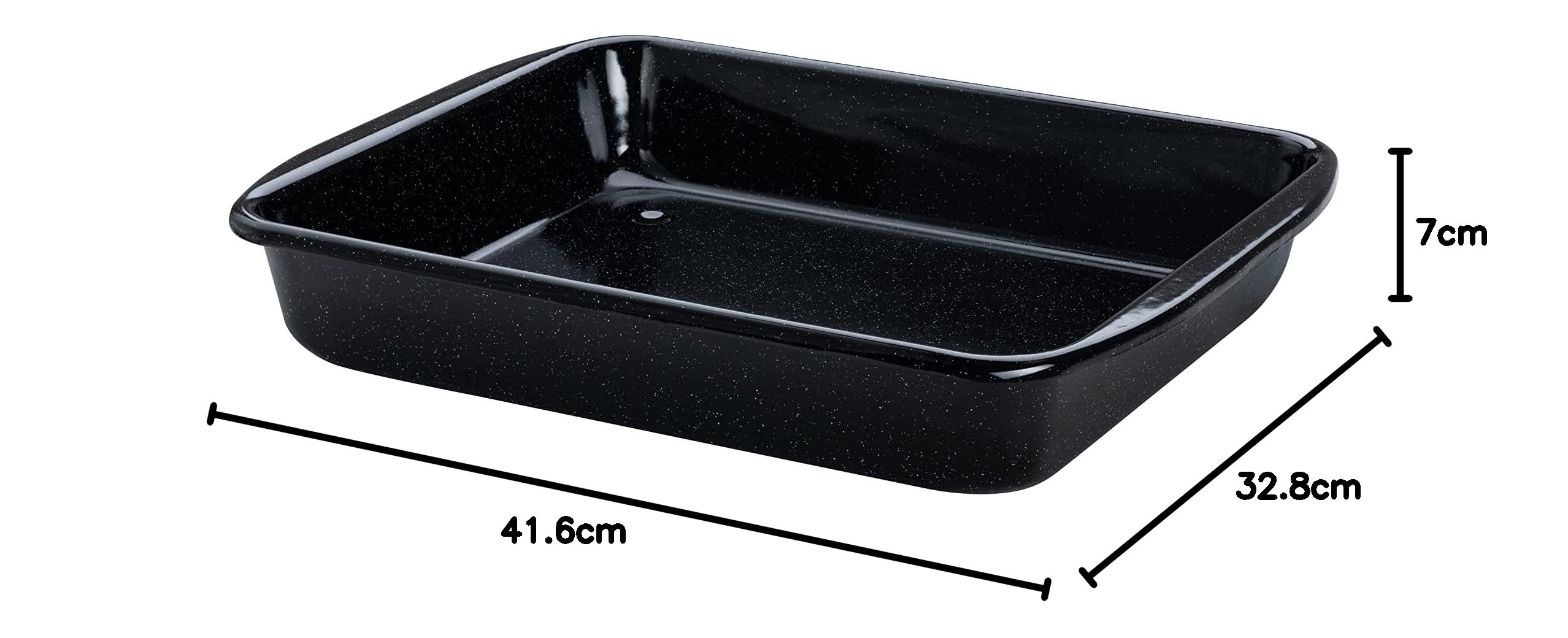 Riess, 0402-022, Bratrohrpfanne hoch 33/42, CLASSIC - BACK- UND BRATFORM, Höhe 7,0 cm, Emaille, schwarz, 41,6 x 32.8 x 7 cm, Bräter, Induktion