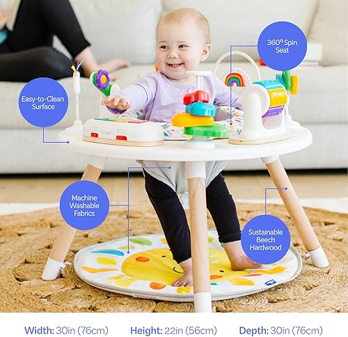 Miniatura 3 de Move2Play Centro de actividades para bebés 4 en 1  Diseño inspirado en Montessori  8 juguetes interactivos  Tiempo boca abajo, Exersaucer y mesa