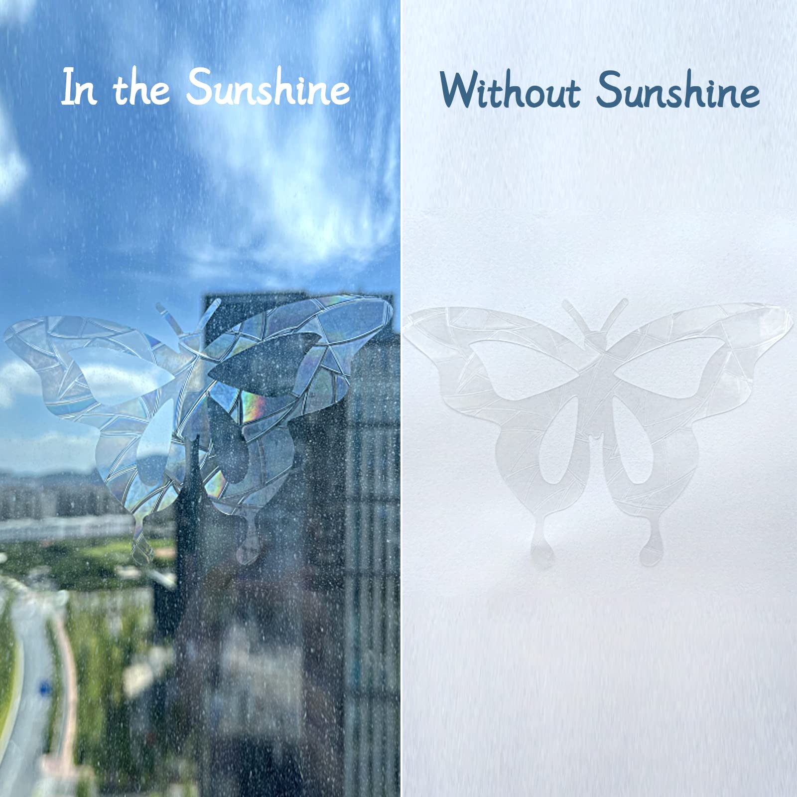 32-Piece Rainbow Window Clings - Butterfly & Flower Suncatcher Stickers