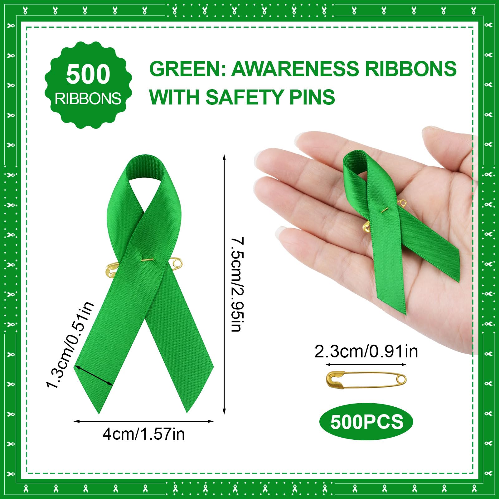 TSYMINQC 50 Pieces Green Ribbon Lapel Pins - Awareness Brooches For Mental Health, Environment, Liver Cancer - View #3