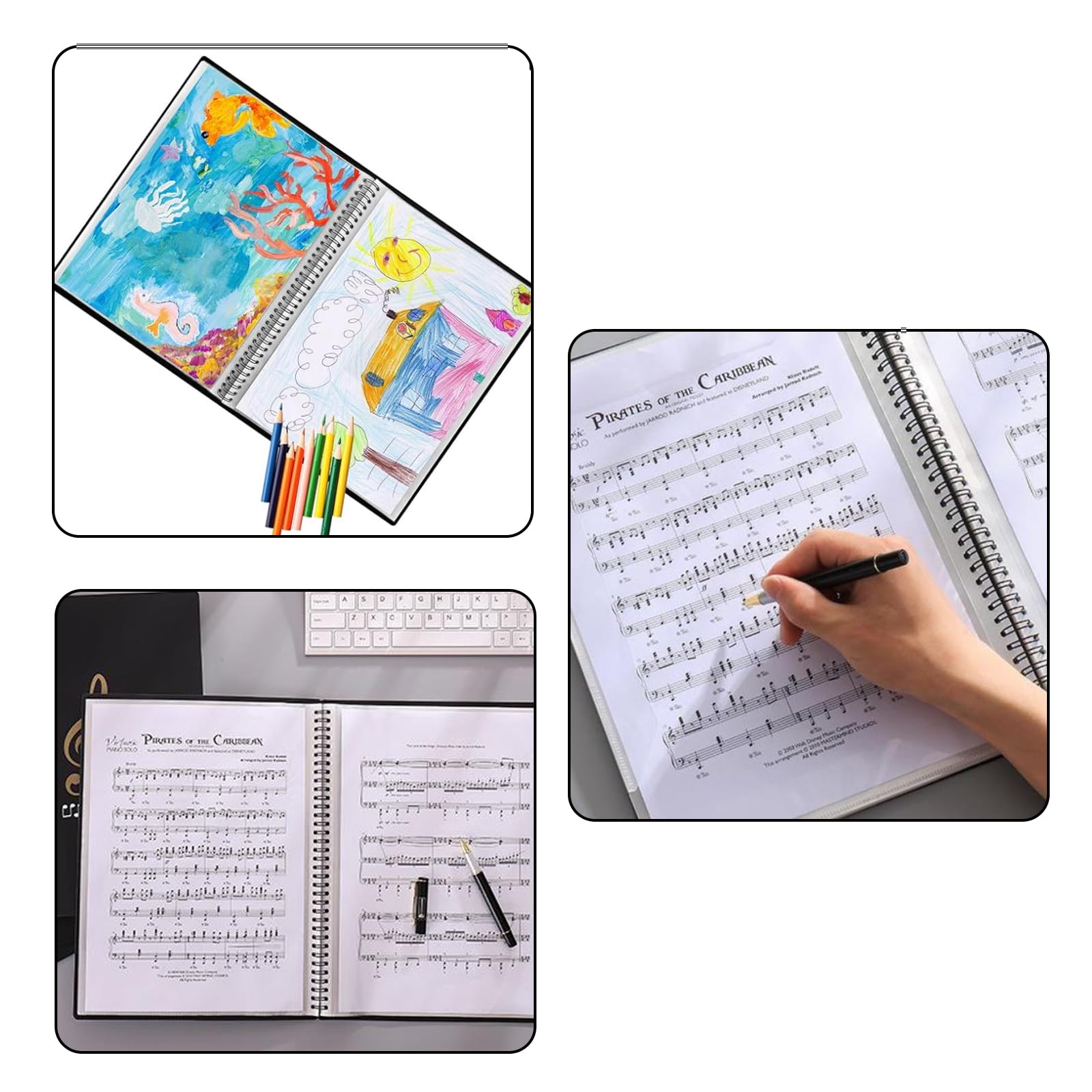 Classeur A4 Pour Partitions De Musique, Classeur à Anneaux, Format A4, 70 Poches/140 Pages, étanche, Pour Partition De Musique, Piano, Guitare, Violon