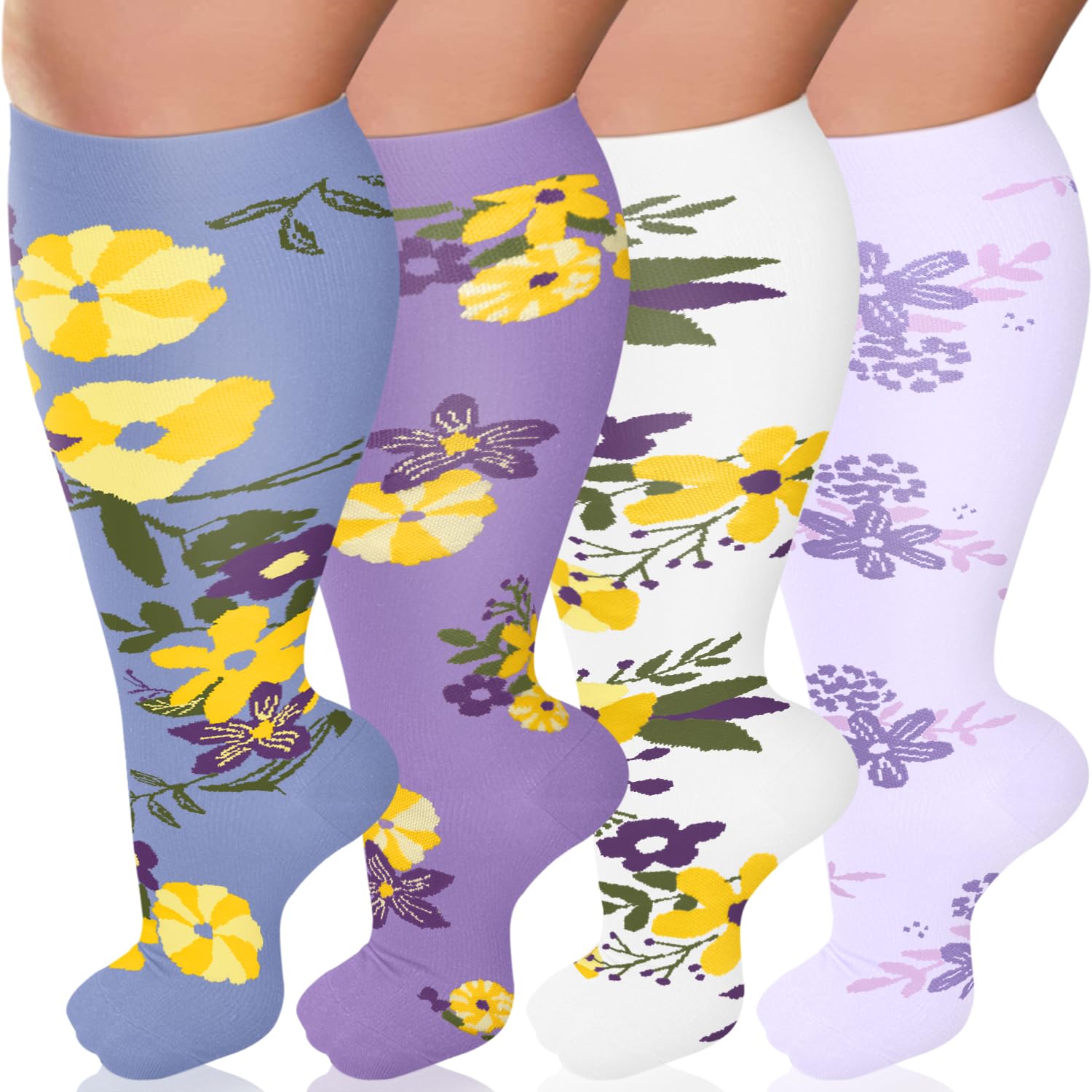 Diu Life Plus Size Compression Socks for Women & Men 15-20 mmhg Extra Wide Calf Knee High Support Socks for Circulation