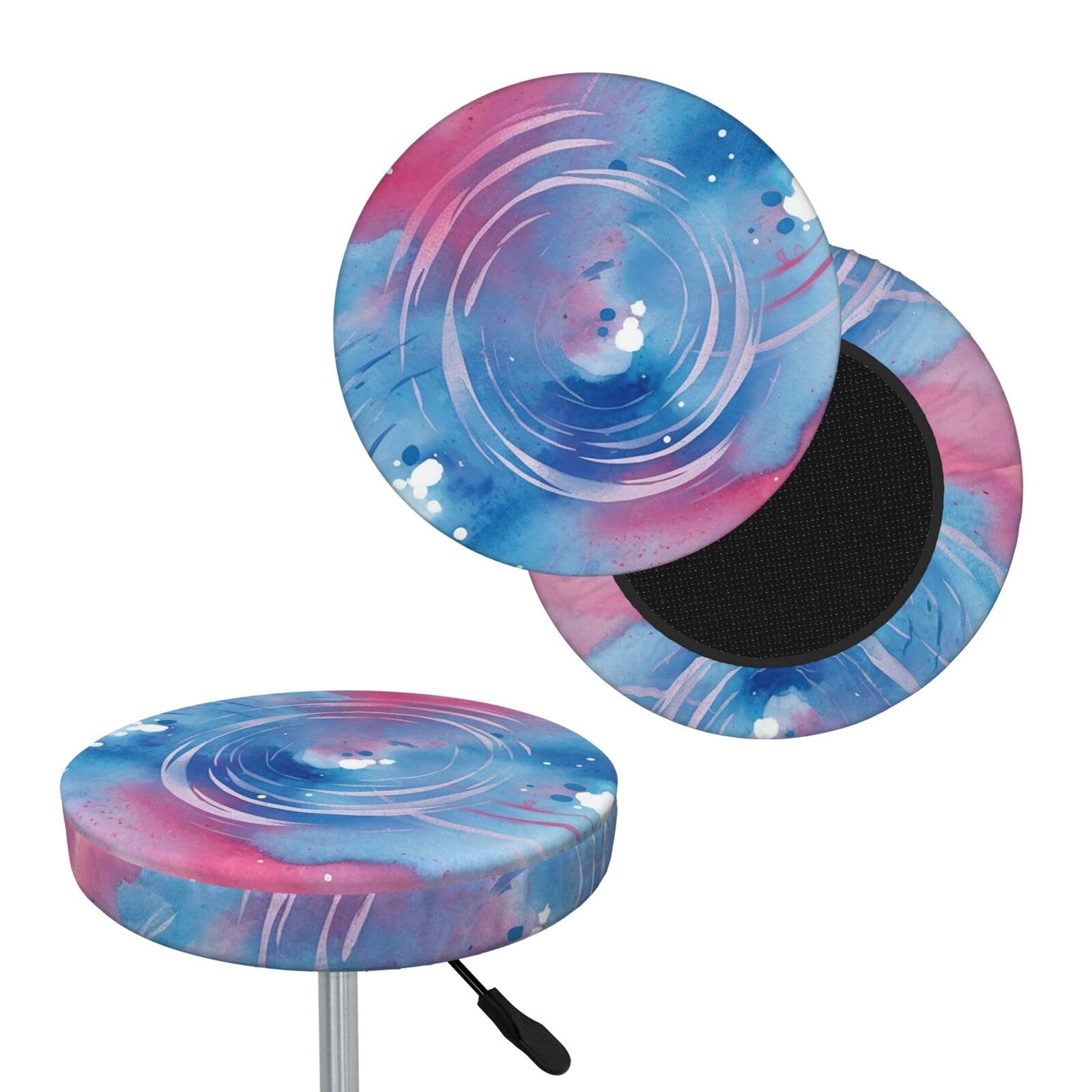NONHAI Blue Swirl Watercolor Bar Stool Cover Round Elastic Stool Cushion Covers Dustproof Bar Chair Cover Washable Stool Cushion Slipcover Stretch Stool Seat Covers for 12-14 Inch Chair