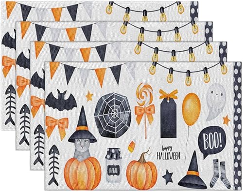 Miniatura 7 de Juego de 6 manteles individuales cuadrados de tela para mesa de cocina, resistentes al calor, fáciles de limpiar, 12 x 18 pulgadas