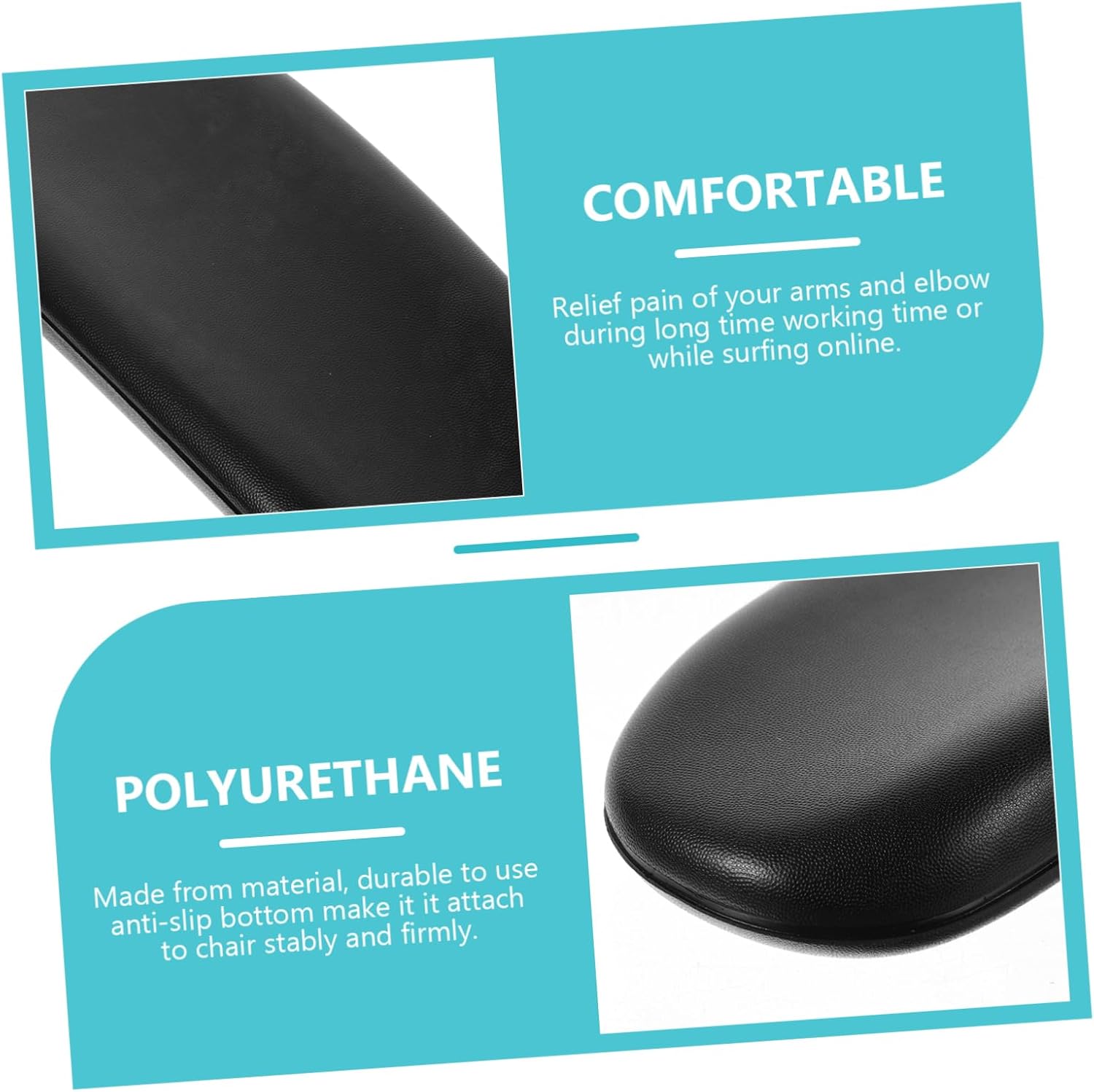 EXCEART 2pcs Pu Leather Office Chair Armrest Pads Elbow Pillow Covers for Office and Home Chairs Anti-Slip Design Relieve Arm Pain Black Replacement Armrest Accessories