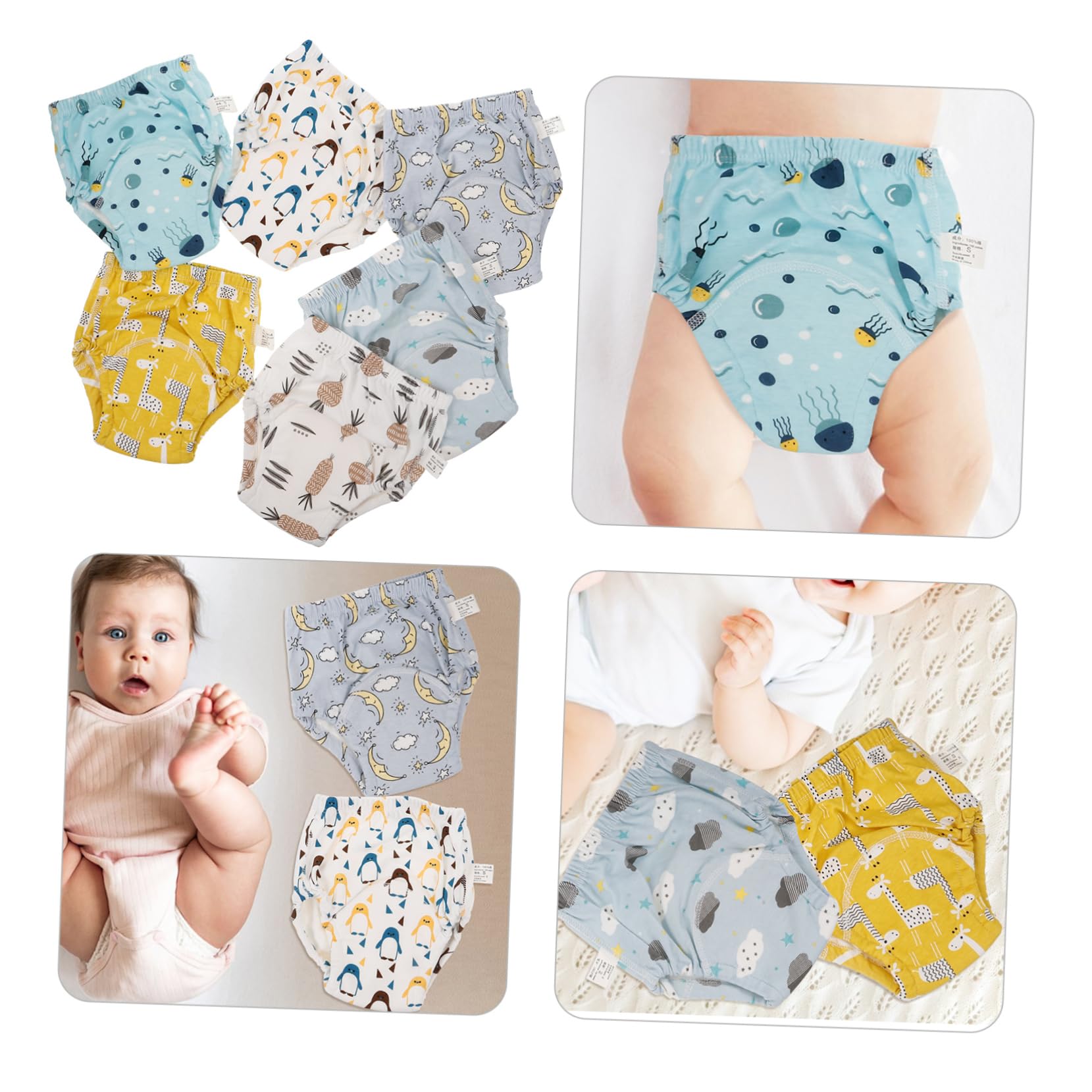 Abaodam Pantalones De Entrenamiento Para Niña Reutilizables De Algodón Y Transpirable Diseño Antileak Para Recién Nacidos Para Aprendizaje De Control Con 6 Piezas*3