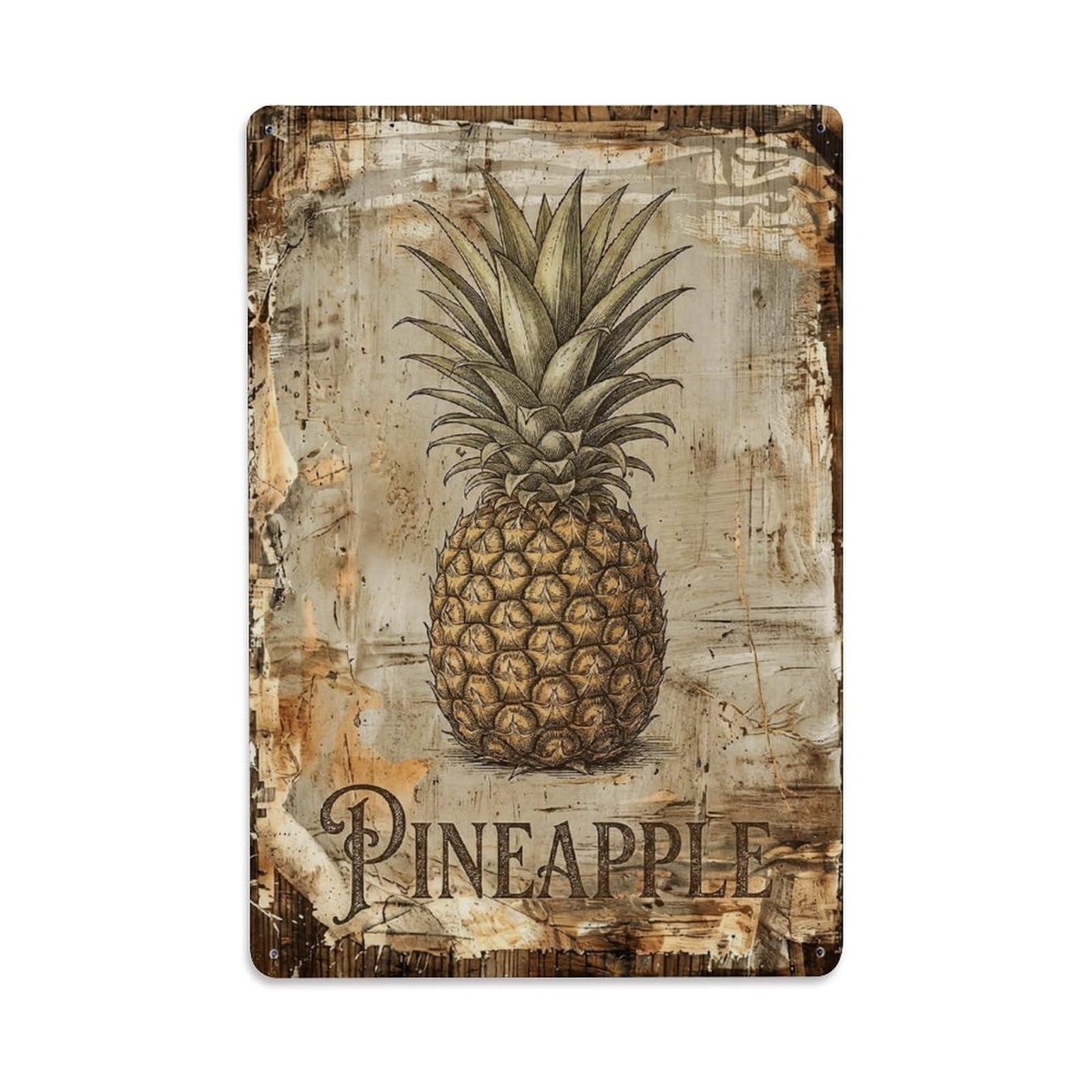 Pineapple Tropical Fruit 2 Vintage Metal Tin Sign Plaque Wall Decor for Cafe, Club, Garden Metal Poster 8x12Inch