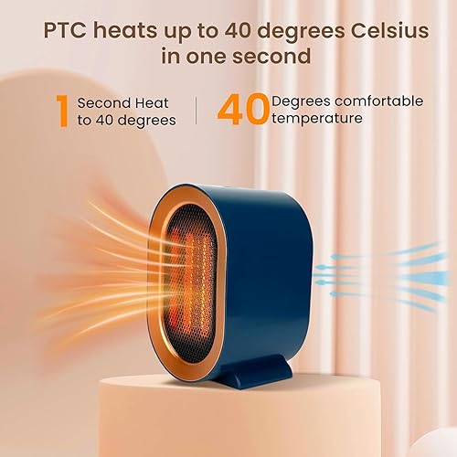 Miniatura 2 de Calentador de espacio para uso en interiores para uso en interiores con 2 modos de calor de 1200 W800 W, calentador de cerámica para oficina y
