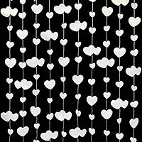 Vista 25 de Decoraciones para fiesta del Día de San Valentín, guirnalda colgante de papel en rosa intenso y blanco con forma de corazón, serpentina