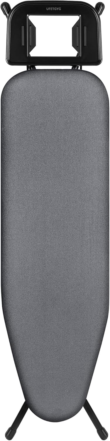 Classic Ironing Board 43" X 13" W/with Iron Rest | Full Metal Construction| Height Adjustable | Heat & Scorch Resistant Fabric | Anti-Skid Feet | Easy to Fold (Dark Grey)