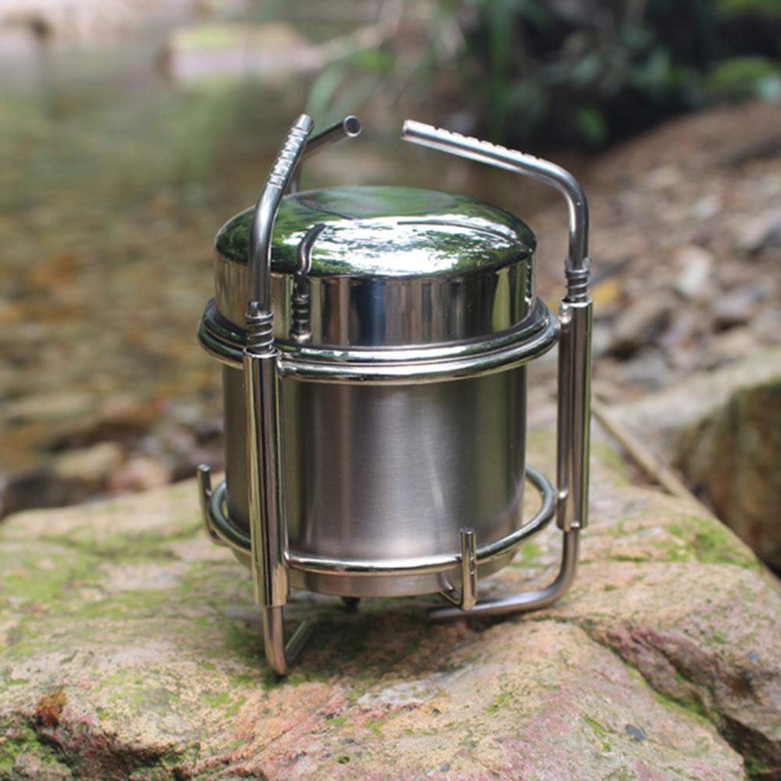 Réchaud de Camping à Alcool, réchaud Liquide Pliant ultraléger en Acier Inoxydable avec Support de Support pour Camping, Pique-Nique, Barbecue, Cuisson