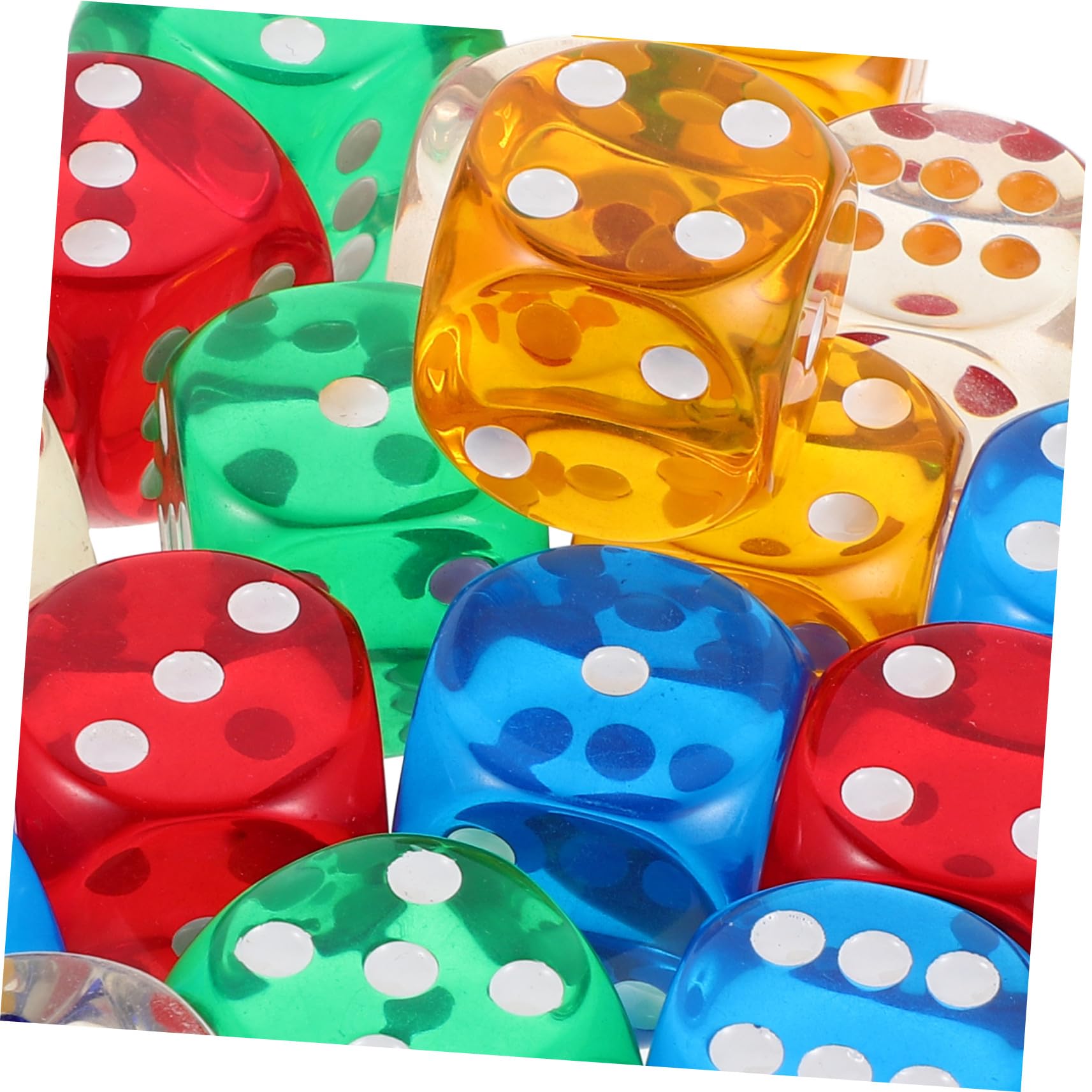 Beaupretty 20 Piezas Dados de Colores Translúcidos Puntos Dados Acrílicos Redondeados para Mesa Enseñanza Matemática Aula y Fiestas Festivas