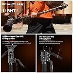 COMAN One-Click Lifting Carbon Fiber Monopod, 69‘’ Camera Monopod with Feet, Lightweight Travel Tripod with Quick Release Plate for Camera, DSLR, Camcorder, Max Load 22lbs/10kg (M1ProV5)