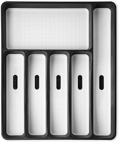 Miniatura 1 de Bellsal Organizador de cubiertos de 6 ranuras para cajón, organizador de utensilios de cubiertos, organizador de cubiertos para cocina, plástico,