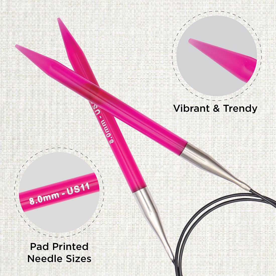 Ferri Da Maglia Circolari Fissi KnitPro Trendz - Tutte Le Taglie (3.5-12mm), Lunghezze 60-120cm - 2