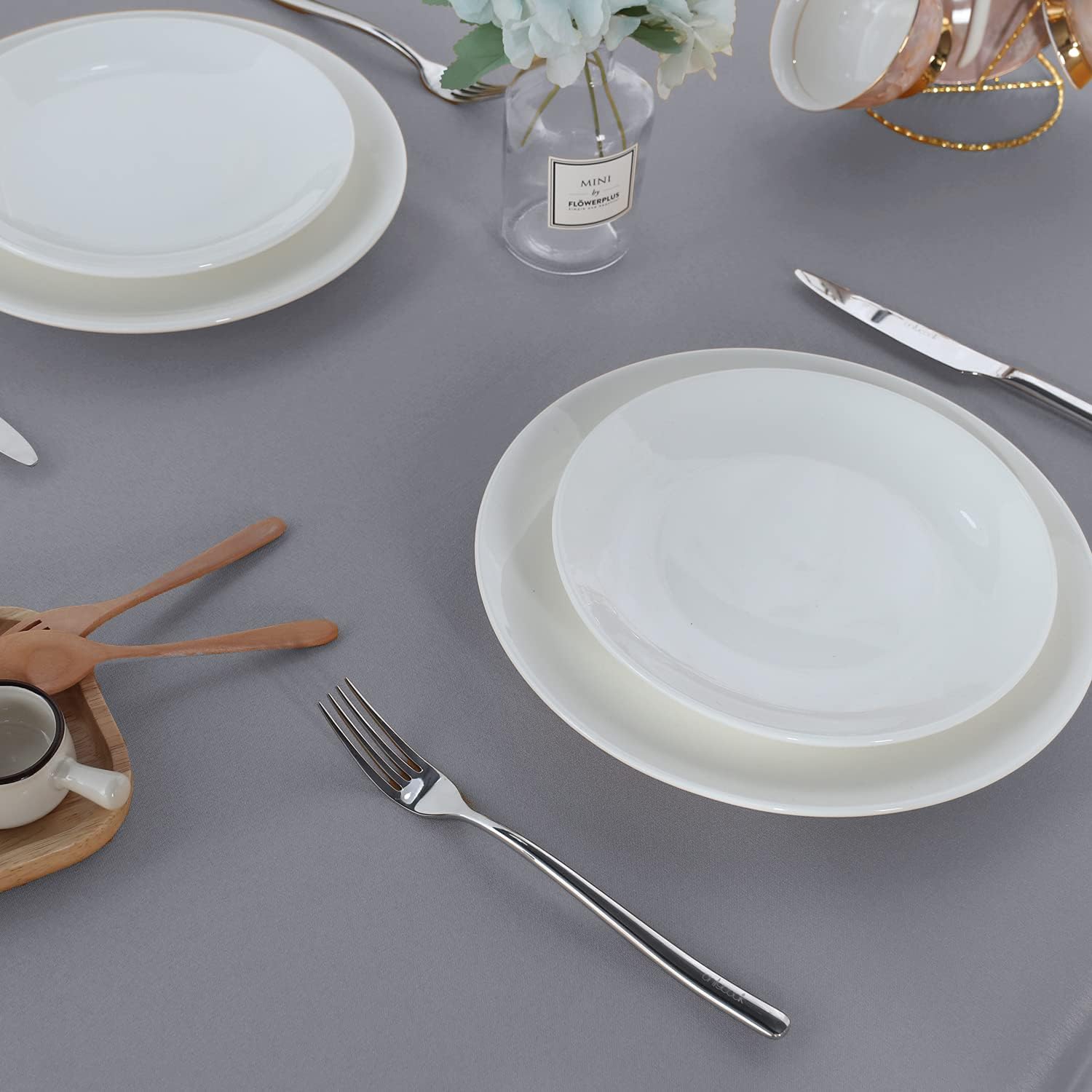Fitable Square Tablecloth 60x60 inch Tablecloth Stain and Wrinkle Resistant Washable Polyester Table Cloth, Decorative Fabric Table Cover for Dining Table, Buffet Parties and Camping Light Grey