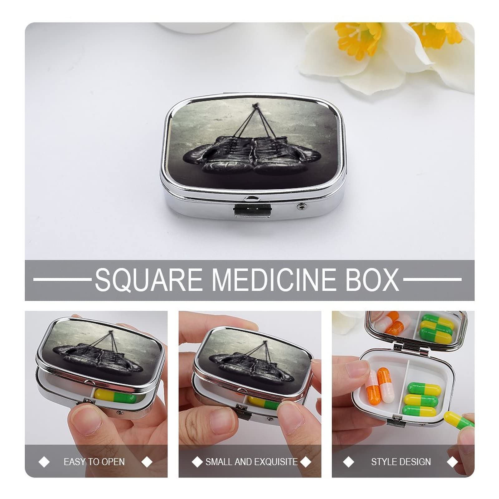 Gestor Diario De Pastillas Guantes De Boxeo Negros Pastillero Decorativo Con Caja De Regalo-Medicina De Moda