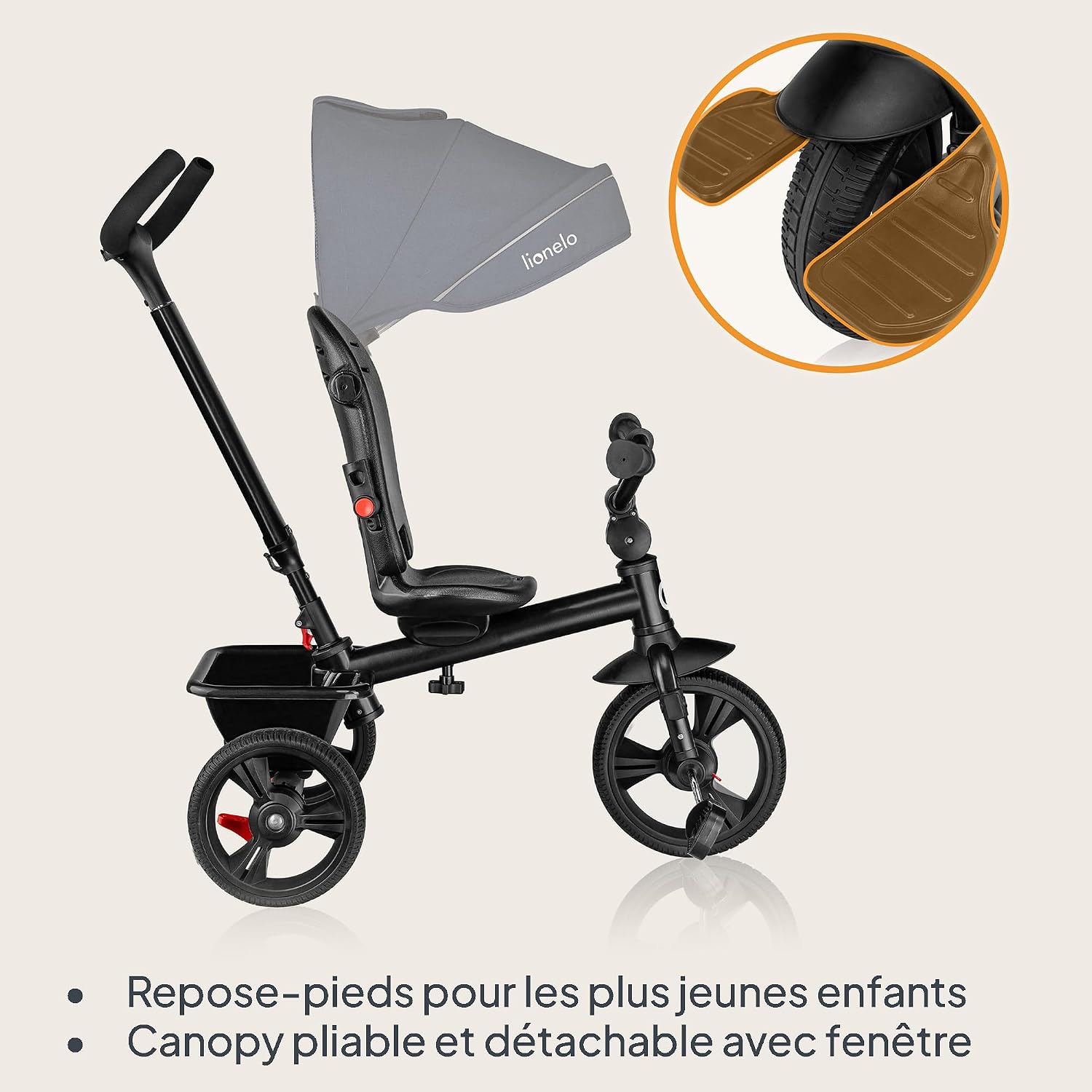 Lionelo Haari détails : capote, harnais et protections