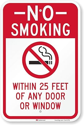SmartSign - K-9862-EG-12x18 “No Smoking Within 25 Feet of Any Door or Window†Sign | 12