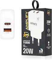 Carregador de Parede Duplo Amplify PD 20W Turbo com Saídas USB-C e USB-A Bivolt - Danet