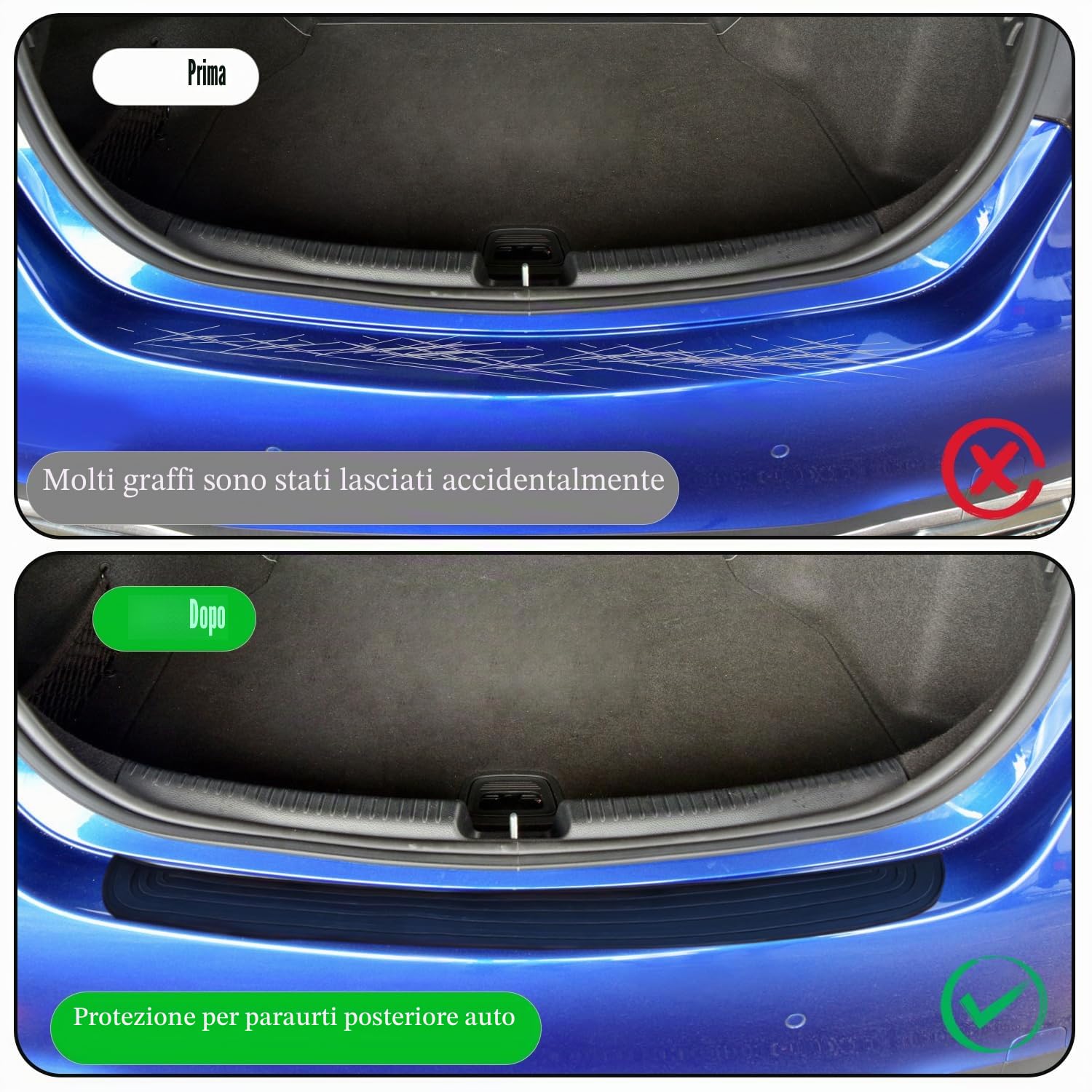 Protezione Paraurti Posteriore in Gomma Autoadesiva 90x7cm – Antigraffio Universale per Auto, SUV, Pickup e Camion | Installazione Istantanea, Compatibile con Tutte le Auto