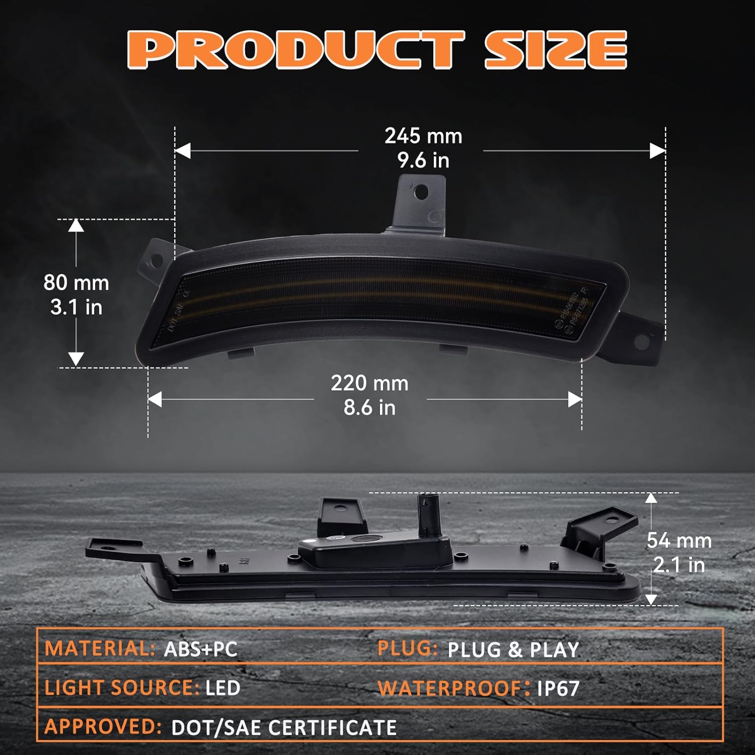 White LED Side Marker Lights For 2025 2026 Chevy Tahoe GMC Yukon XL Suburban Cadilac Escalade, Upgraded Dual Rows Front Bumper Fender Lamp Turn Signal Light Kit Smoked Lens Assembly 2PCS