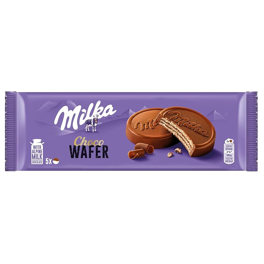 Immagine del prodotto Milka, Choco Wafer, Wafer Croccante e Goloso con una Copertura di Cioccolato al Latte Milka, con Latte Alpino, Cacao Sostenibile, 180g (6 merende da 30g)
