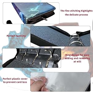 Trading Card Binder Card Binder Holder: 4-Pocket for Trading Cards Holder Sleeves Portable Card Collector Book Fits 400 Cards with 50 Removable Sleeves with Zipper(Double Dragon)