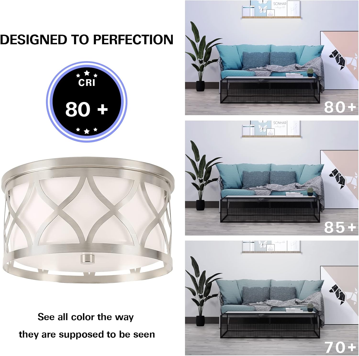 12 inch LED Flush Mount Ceiling Light, 3000K/4000K/5000K Modern Integrated LED Round Lighting Fixture, with Metal Frame & Acrylic Shade, Brushed Nickel Ceiling Light Fixtures for Bathroom, Hallway - - 