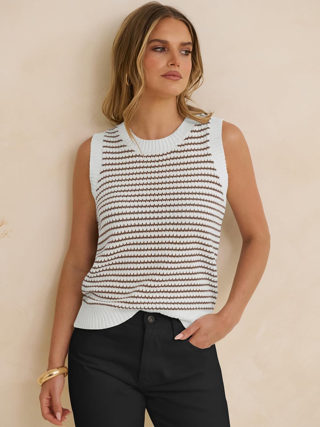 ANRABESS Womens Sweater Vest Top Striped Sleeveless Lightweight Knit Tank Tops 2026 Summer Spring Clothes Vacation Outfits - Image 6