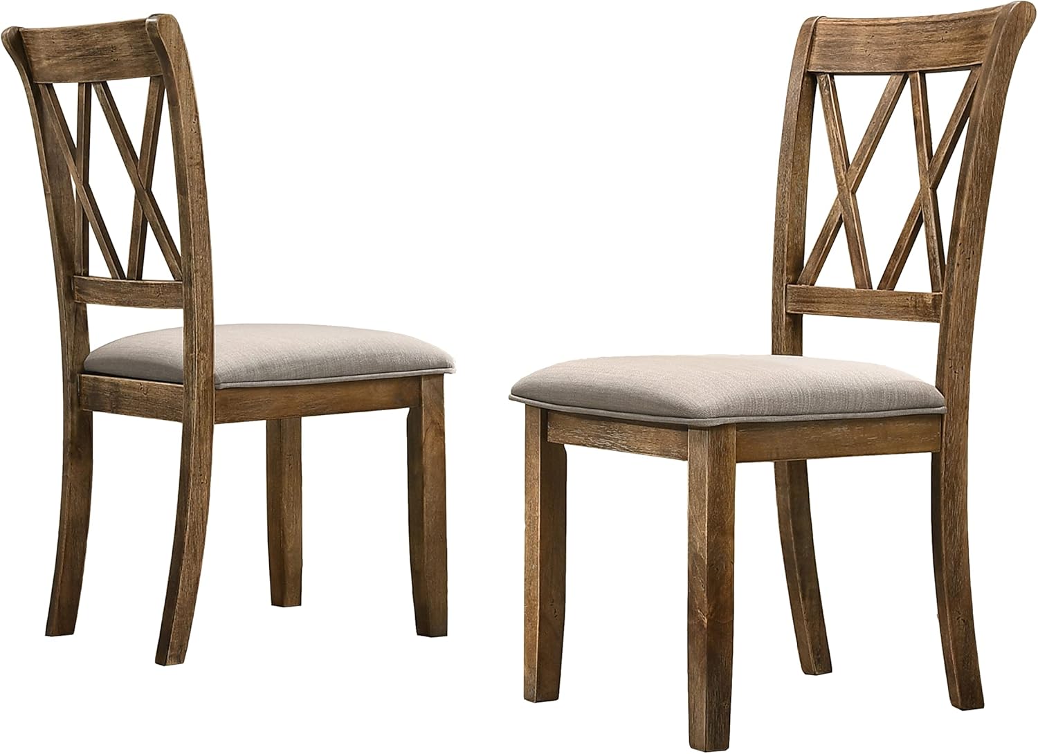 Roundhill Furniture Windvale Fabric Upholstered Dining Chair, Set of 2, Brown - Thumbnail 2