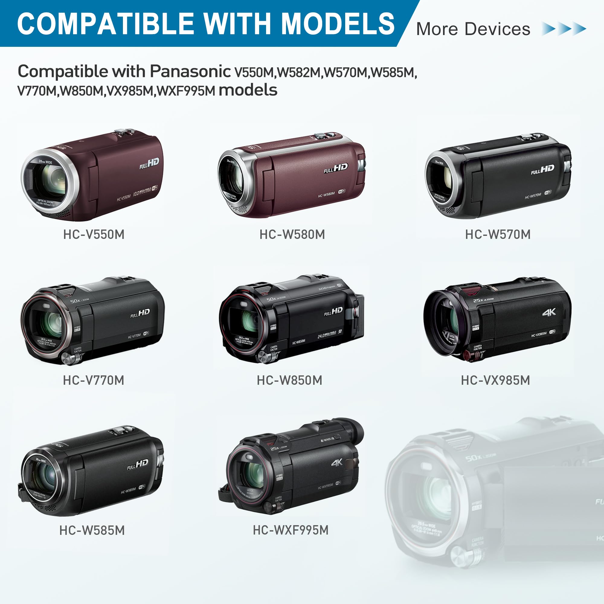 vhbw cavo di ricarica USB compatibile con Panasonic HC-V230, HC-V250, HC-V260, HC-V270, HC-V380, HC-V385GK videocamera, telecamera, camera, nero