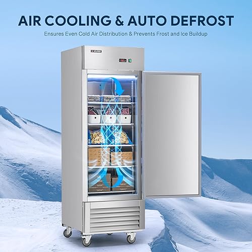 Miniatura 4 de Congelador comercial, 27 "1 puerta sólida congelador vertical con 18.7 pies cúbicos de capacidad, acero inoxidable alcance en congelador con