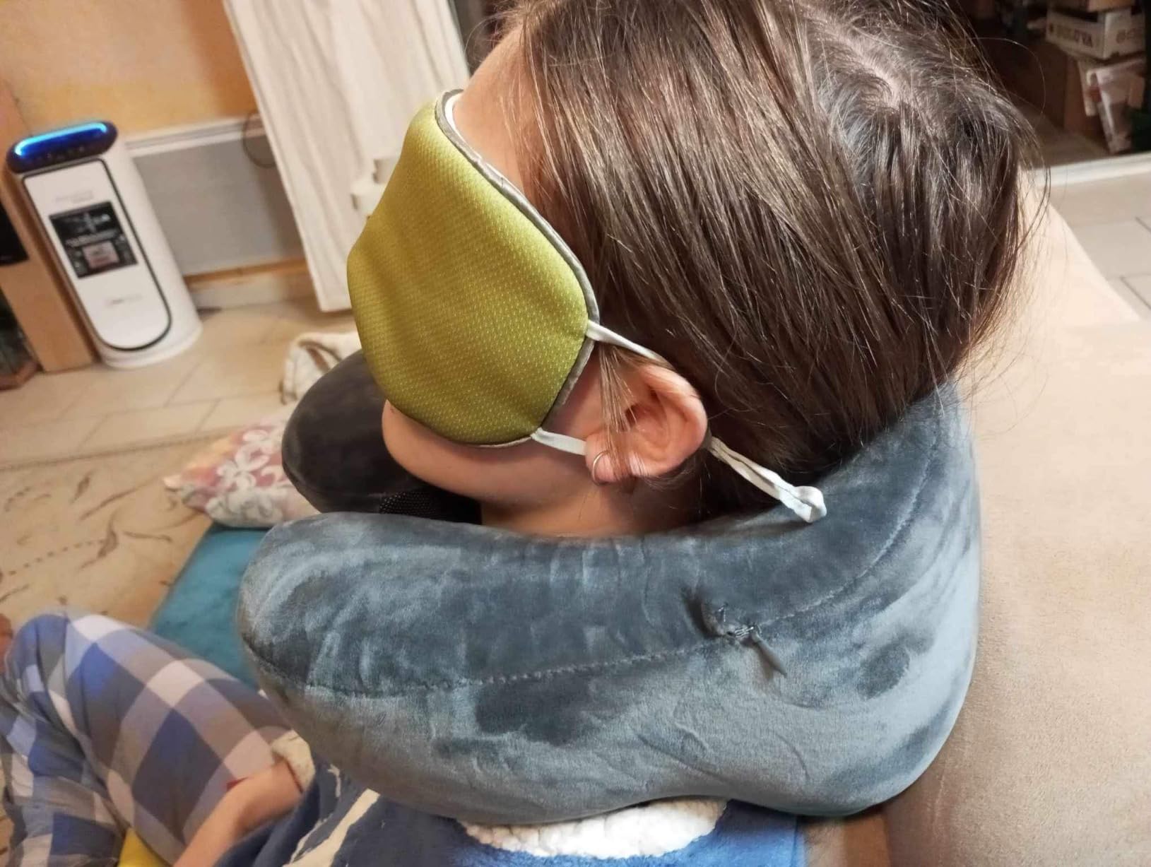 Coussin Avion Voiture Oreiller De Voyage Gonflable Avec Masque - Coussin Cervical Léger 140g | Sac Transport + Bouchons Oreilles Coussin Cou Ergonomique Avion Voiture