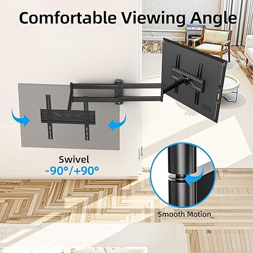 Miniatura 3 de USX STAR Soporte de pared para TV de esquina de brazo largo para televisores de 32 a 70 pulgadas, soportes de pared para televisores de movimiento