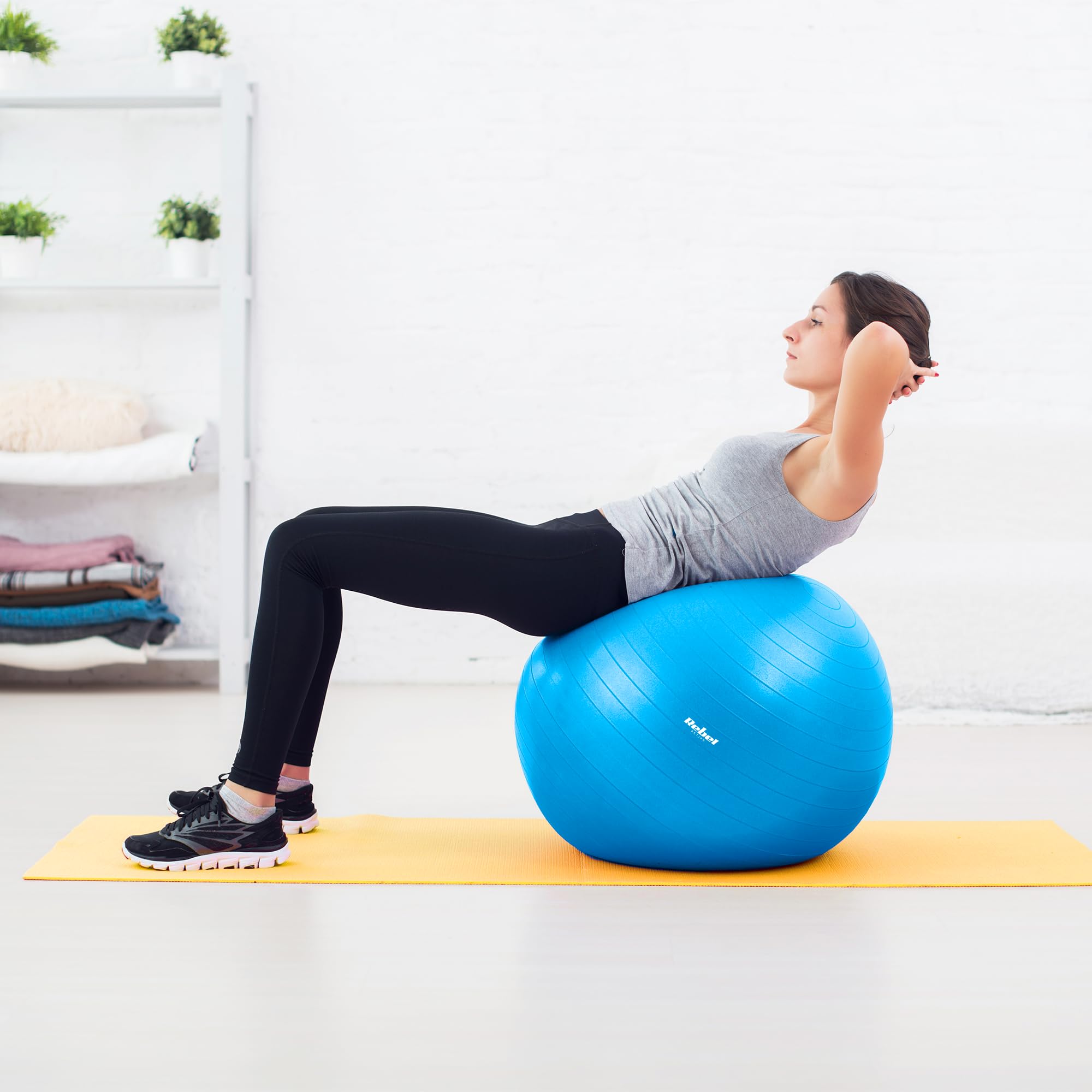 Rebel Electro Piłka Gimnastyczna Rehabilitacyjna 65cm z Pompką Ręczną Niebieska