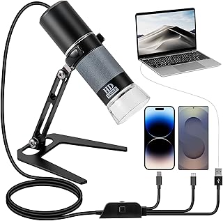 Ninyoon Full HD 1080P USB Digital Microscope Camera for iPhone iPad Android PC, 50-1000X High Definition Portable Handheld Microscope with Light for Coin Plants Trichome Soldering Skin Scalp