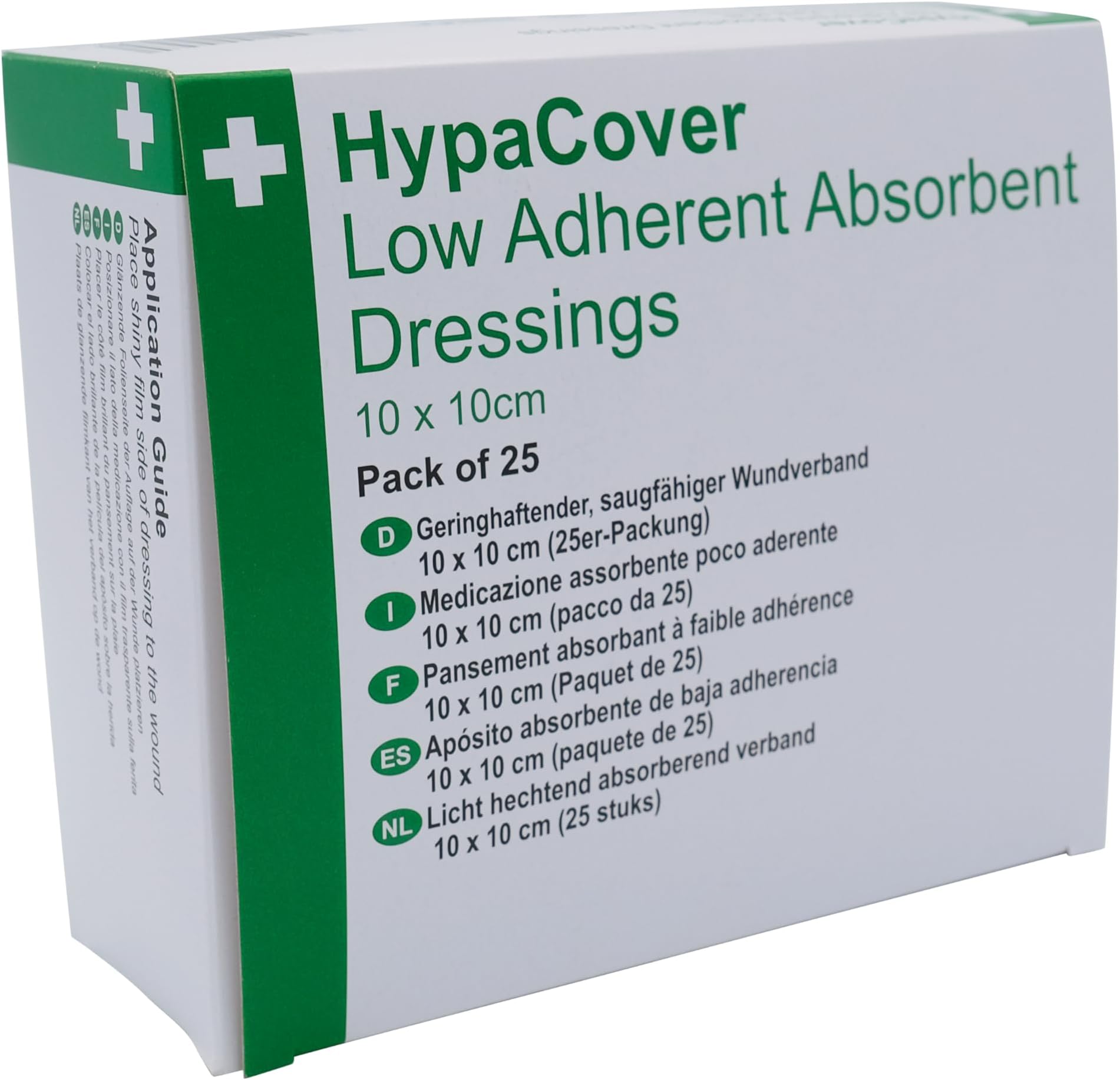 Group HypaCover Low Adherent Dressing Pads for Wounds Absorbent Dressing, 10x10cm (Pack of 25)