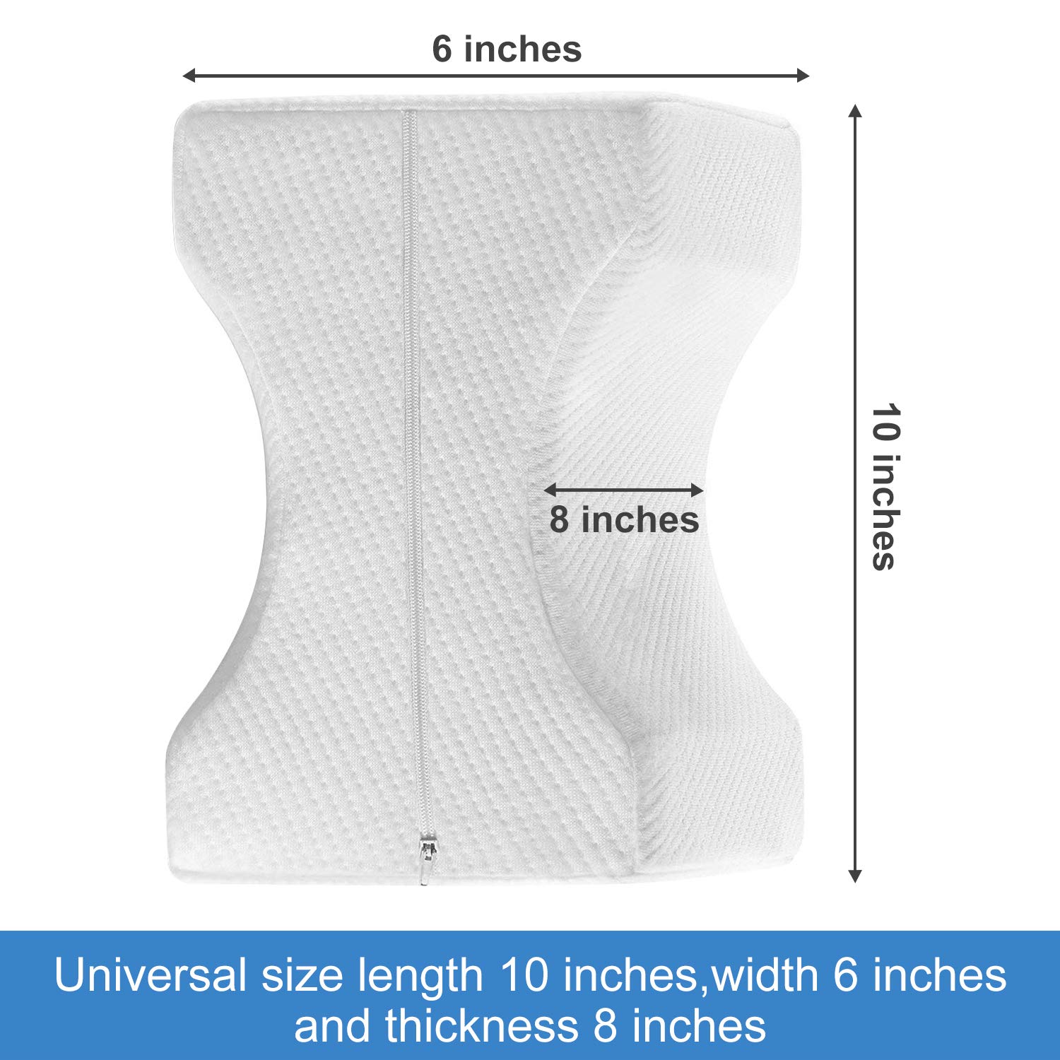 Oreiller Genou Orthopédique Pour Dormeur Côté - Mousse Mémoire Forme - Housse Amovible - 25x23x13 Cm
