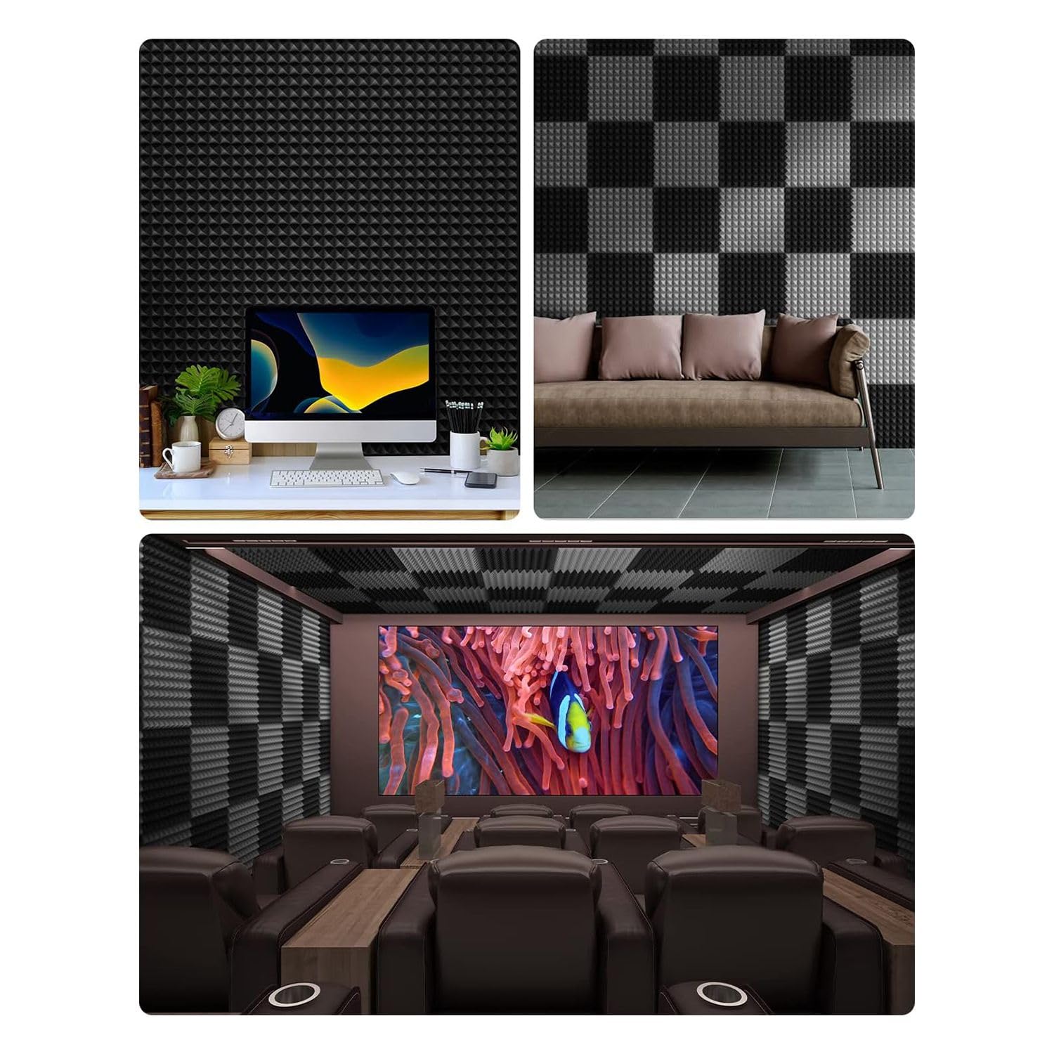 Malloy Zestaw 24 paneli akustycznych 2 x 12 x 12 do domowego biura studyjnego